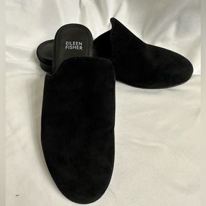 Eileen fisher dion black velvet mule slides 5 1/2